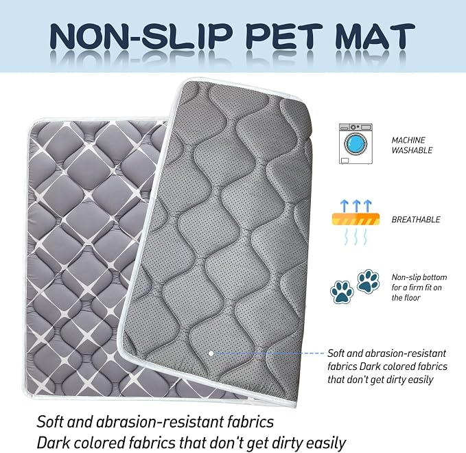 Bubble bear Dog Crate Mat - Ultra Soft, Washable & Anti-Slip Kennel Pad for Small/Medium/Large Dogs, Dark-Hued to Hide Stains (59"x35")