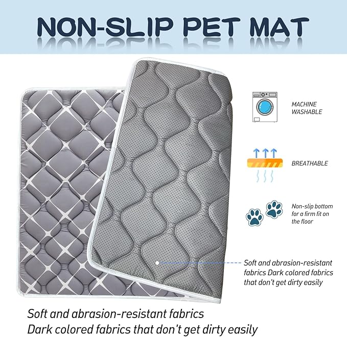 Bubble bear Dog Crate Mat - Ultra Soft, Washable & Anti-Slip Kennel Pad for Small/Medium/Large Dogs, Dark-Hued to Hide Stains (30"x19")