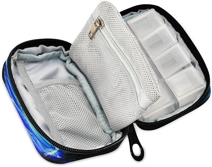 Galaxy Turtle Pill Box 7 Day Pill Case Travel Pill Organizer Bag with Zipper Portable Weekly Case Compact Size for Vitamin Supplement Holder