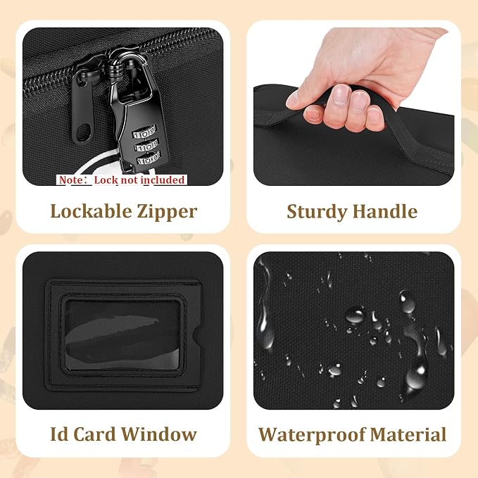 Dual Layers Medicine Organizer, Lockable Travel Pill Bag, Black | Adjustable dividers for neat pill organization. Durable zippers & portable design suit daily use, travel or first aid kit