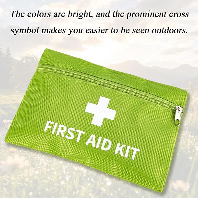 6 Pack Empty First Aid Kit Bag, Small First Aid Pouch Bulk, Water Resistant Travel Medical Organizer, Mini Emergency Supply Storage for Home, Car, Office, Camping, Outdoors (Green, 20X14cm, Bag Only)