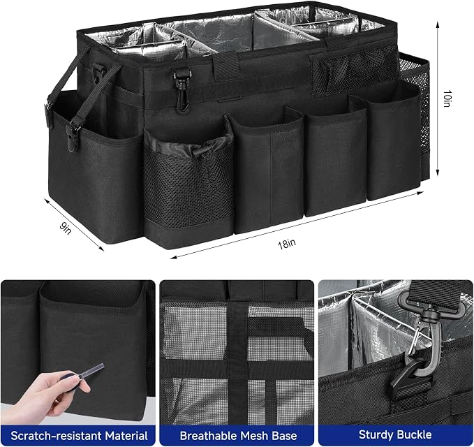 Cleaning Caddy Bag, Extra Large Cleaning Supply Bag for Housekeepers,Black | Sturdy Cleaning Caddy Organizer for Cleaning Supplies with Handle and Adjustable Shouder Strap, Easy to Clean Design