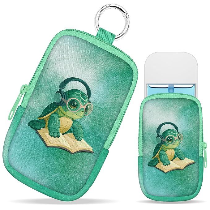 Hand Sanitizer Holder, Sea Turtle Book Spray Case Zippered Pouch | Keychain, Travel Size, Cute Fashion Accessory with Snap Hook, for Glow Mist and Power Mist 1FL OZ, Mini Small Pocket Clip on