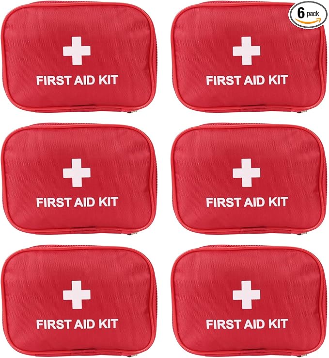 6 Pack Empty First Aid Kit Bag, Lightweight Empty First Aid Bag for Emergency at Home, Office, Car, Outdoors, Boat, Camping, Hiking(Bag Only)