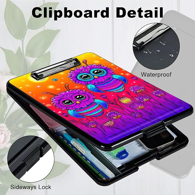 Heavy Duty Storage Clipboard, Slim Nursing Clipboard with Internal Pen Case, Portable File Organizer Case for A4 Letter Size Paper Office Medical Professionals, Honey Sunset