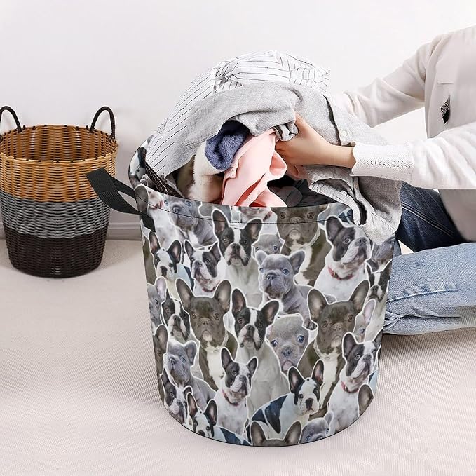 Bulldog Prints Laundry Basket, Bulldog Laundry Hamper, Collapsible Laundry Baskets Waterproof Dirty Clothes Storage Basket Bins For Bathroom Bedroom Decor, Gifts for Bulldog Lover Dog Mom
