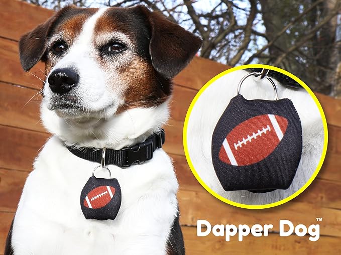Dapper Dog - Dog Tag Silencer with Tag Ring (Black with Football)