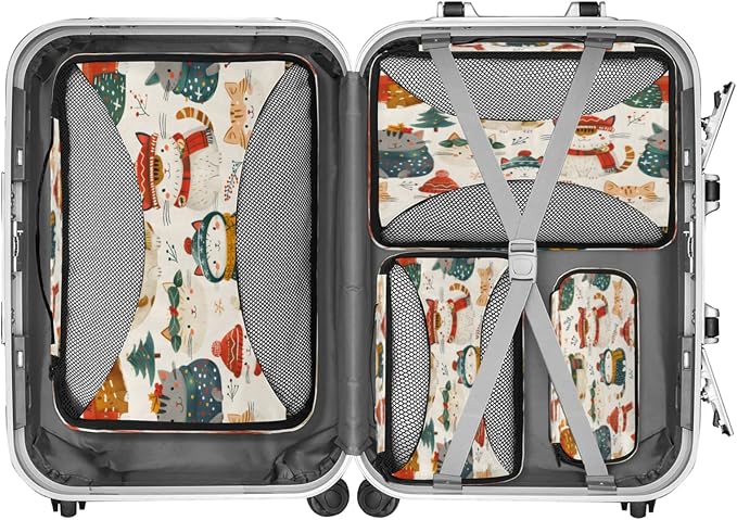 Packing Cubes for Travel, Christmas Travel Luggage Packing Organizers for Women Men, Large Custom Toiletries Bag for Cosmetics Toiletries, Cute Cat