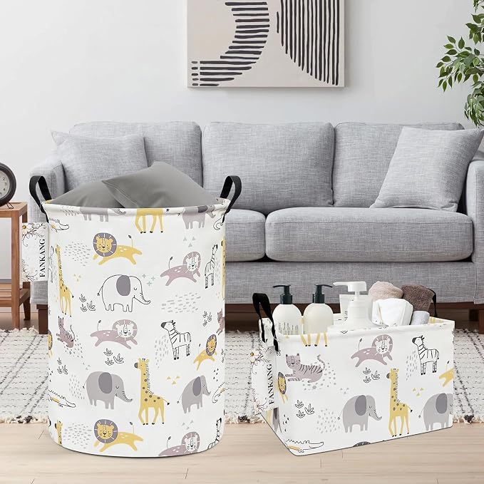 Storage Bin Foldable Nursery Organizer Basket Lovely Animal | Foldable with Waterproof PE Coating Organizer Bin for Kids Boys and Girls,Office,Bedroom,Clothes