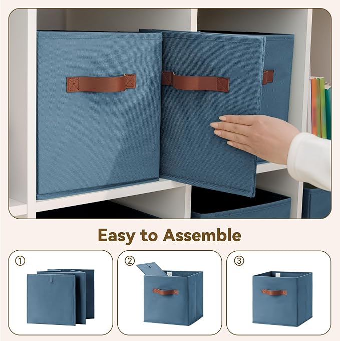 GRANNY SAYS 11 Inch Storage Cube Organizers, Light Blue, 6-Pack | Collapsible, Cube Storage Bins with Thickened Base Plate, Sturdy Handles, Decorative Baskets for Shelves, Closet