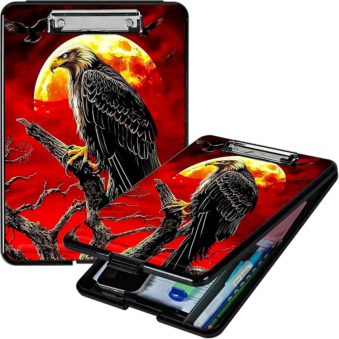 Red Sky Eagle A4 Clipboard with Storage Pen Holder, Clipboards Organizer Nursing Clipboard Foldable File Folder Plastic Clipboard Folio Clip Board for Office Students Classroom Doctor