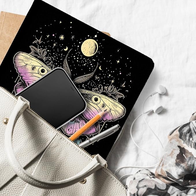for Microsoft Surface Pro 7 Plus,Surface Pro 7/6/5/4 12.3" Tablet Case,Auto Wake/Sleep,Adjustable Stand Protective Cover - Moth Moon Starry Sky