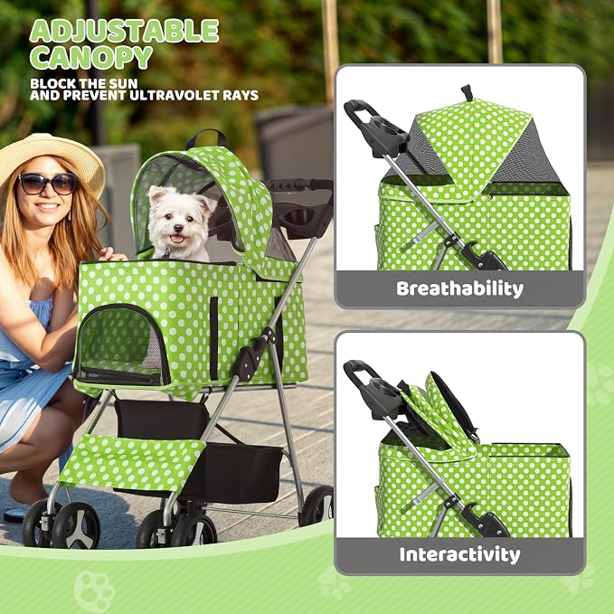 Magshion 3-in-1 Foldable Pet Stroller for Small to Medium Dogs and Cats | Dog Travel Jogger with Detachable Carrier, Cup Holder & Storage Basket, For Small/Medium Dogs & Cats Up to 33 lbs
