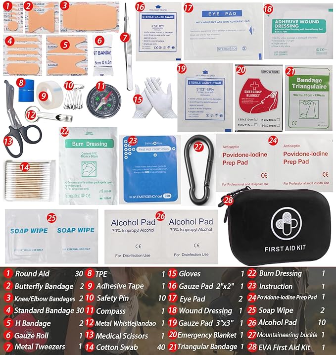 First Aid Kit 152 Piece Waterproof Hard Shell Portable Medical Kit, Black | Waterproof Hard Shell Portable IFAK Emergency Kits for Home, Camping, Hiking, Sports, Office, Travel, Outdoor