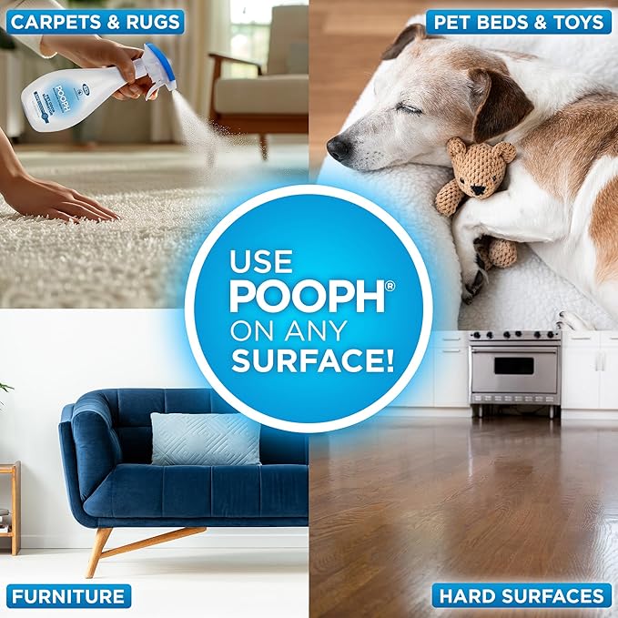 POOPH Maximum Strength Pet Odor Eliminator Spray 32 Ounce Fragrance Free Odor Remover for Dogs and Cats Urine Poop Pee Deodorizer for Home Carpet Furniture