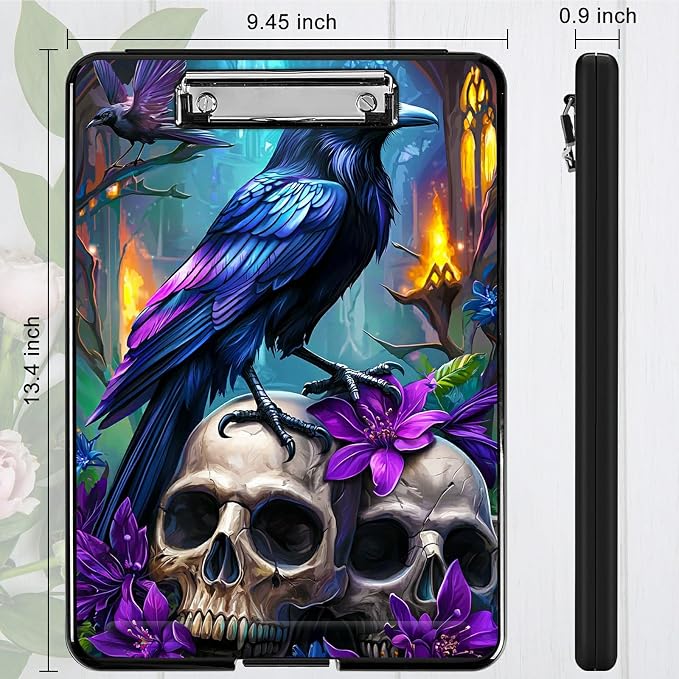 Purple Flower Eagle A4 Clipboard with Storage Pen Holder, Clipboards Organizer Nursing Clipboard Foldable File Folder Plastic Clipboard Folio Clip Board for Office Students Classroom Doctor