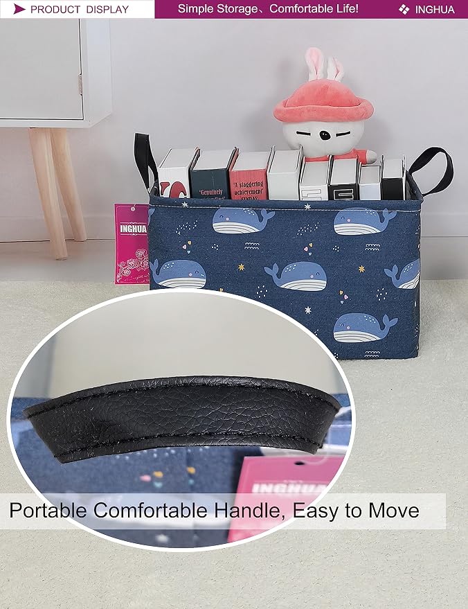 Rectangular Whale Storage Basket | Gifts Bag for Toys,Books,Clothes,Gifts,Pets-Perfect for Home,Office,Nursery,Dorm,Shelf