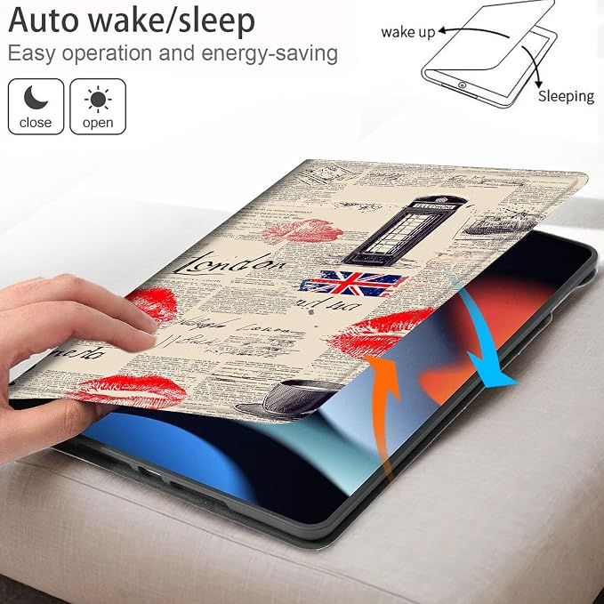 Bxgolkgd Tablet Case for Samsung Galaxy Tab A7 Lite 8.7 Inch 2021(SM-T220/T225/T227),Shockproof Stand Cover with Heat Dissipation,Auto Wake/Sleep Function,London Vintage Union Jack