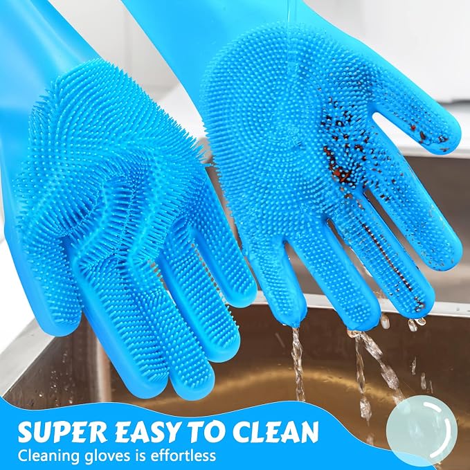 Pecute Silicone Pet Grooming Gloves for Washing Cats Dogs Bath Brush (Pack of 2)
