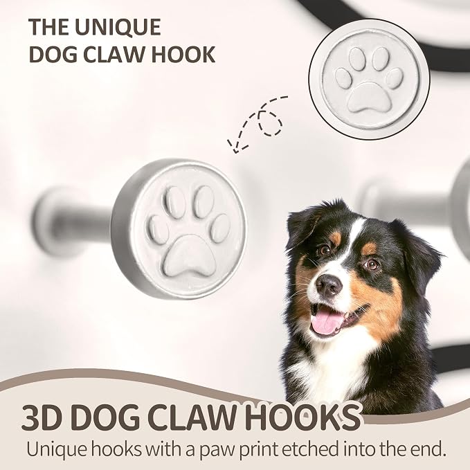 MTERSN Dog Leash Holder for Wall with Bone Shape, Entryway, Black & White