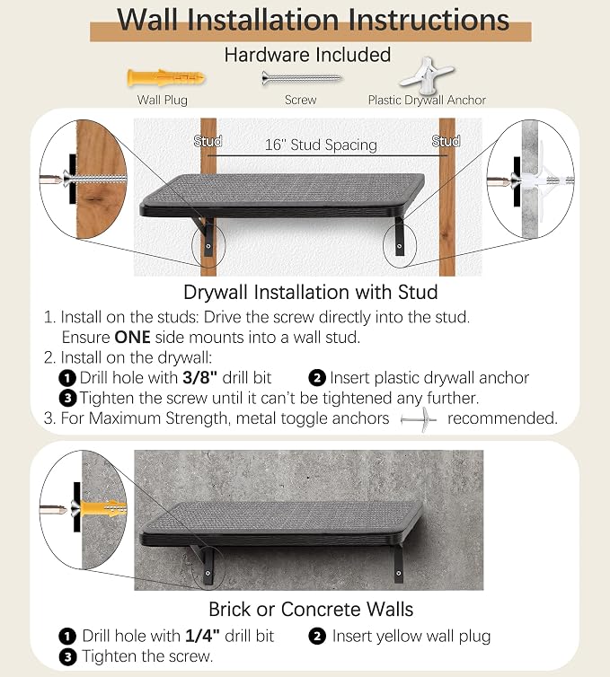Cat Wall Shelves Set of 2, Black Solid Wood Cat Window Perch with Grey Sisal Cushion, Wall-Mounted Space-Saving Climbing Bed, Lounging Shelf for Kittens & Cats, Black Furniture for Indoor