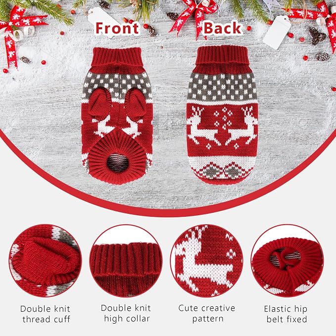 Gvhntk Dog Christmas Sweaters Christmas Sweater Cat Pet Xmas Clothes Cat Outfit Holiday Classic Winter Knitwear Warm Reindeer Snowflake Sweater for Kitty Puppy Dogs Cat