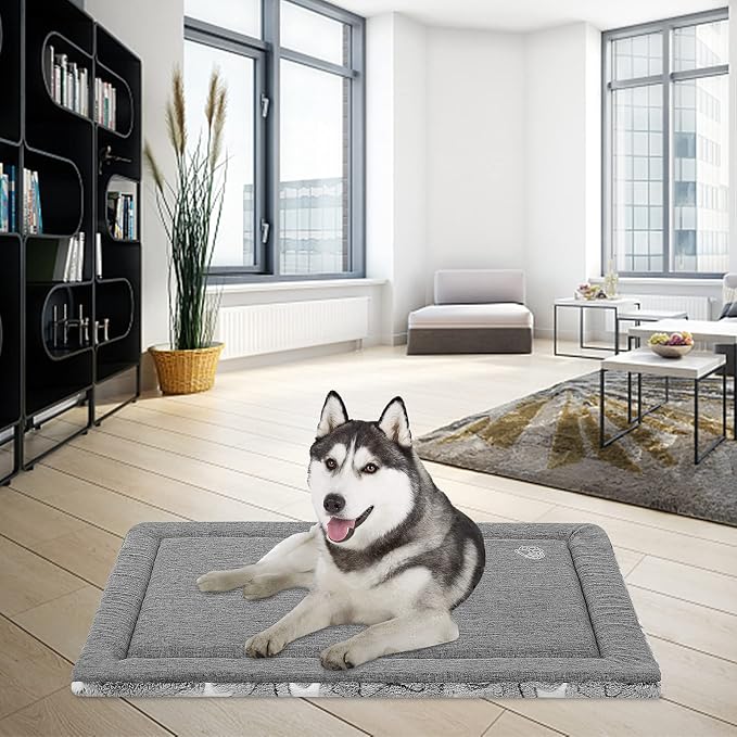 EMPSIGN Dog Crate Pad for 36"x24" Dog Crate, Star Pattern/Grey | Reversible Kennel Mat (Cool & Warm), Machine Washable, Cozy Star Pattern Sleeping Pad, All-Season Pet Bed