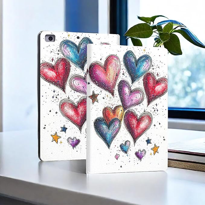 for Microsoft Surface Pro 8-13" 2021 Tablet Case,Auto Wake/Sleep,Adjustable Stand Protective Cover - Colorful Heart