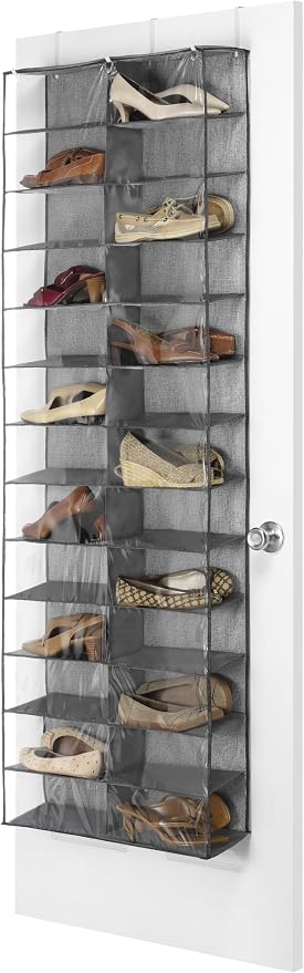 Whitmor Over The Door Shoe Shelves - 26 Sections - Crosshatch Gray