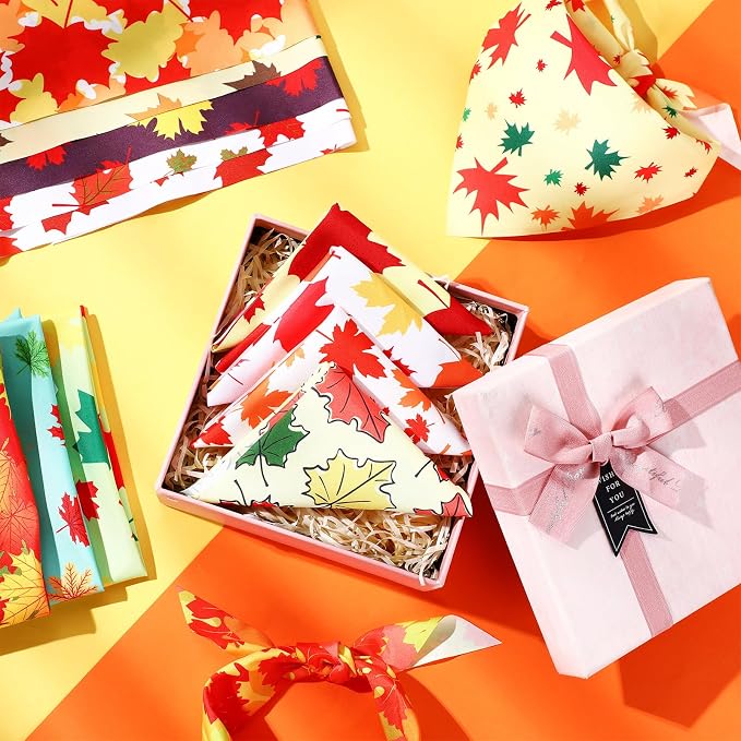 Abbylike 50 Pcs Fall Dog Bandanas Bulk, Autumn Maple Leaves Pattern