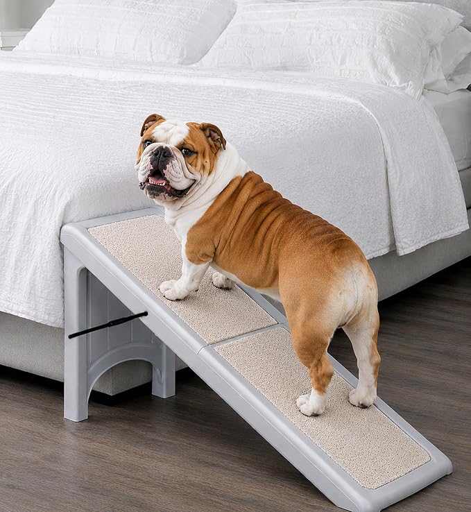 Pet Gear Free Standing Pet Ramp for Cats and Dogs, Platinum | No Assembly Required, Easy Fold for Storage or Travel, Portable, Supports 200 lbs, 56" x16"
