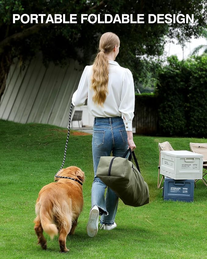 Veraste 33" L x 25" W x 25" H Collapsible Travel Dog Crate, Portable Soft Dog Kennel for Medium Large Dogs up to 60 lbs, 4-Door Foldable Travel Crate with Durable Mesh & Storage BagGreen | 4-Door Foldable Travel Crate,breathable mesh, foldable with sto...