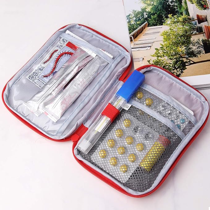 JIAKAI 2 Packs First Aid Bag,Empty First Aid Pouch,Mini Portable Medical Bag for Outdoor Camping Hiking Travel Emergency，Multifunction Emergency Medicine Storage Bag-7x5 inch