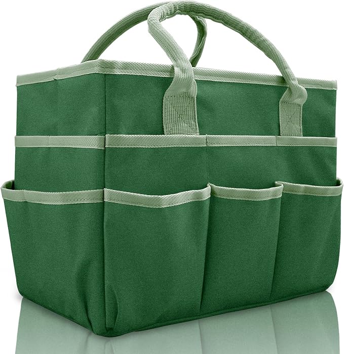 Cupohus Craft Organizer Bag, Green Art Supply Tote with Multiple Pockets | Portable Storage Tote for Scrapbooking, Journal, Sewing, Oxford Fabric Carrying Caddy for Teacher, Officer, Artist