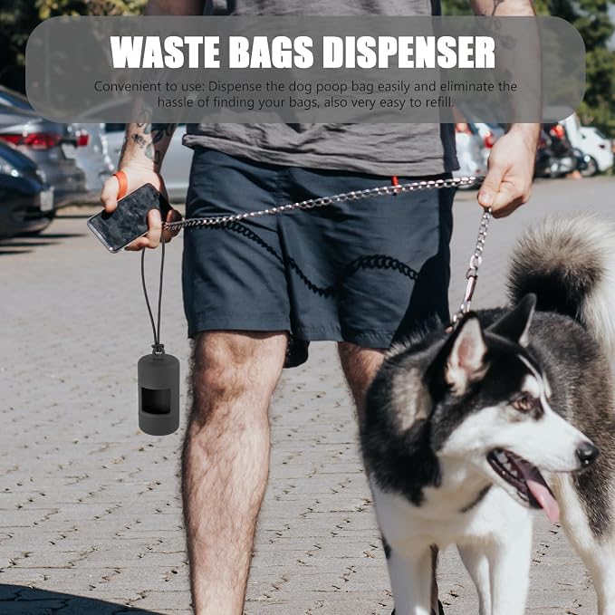 FRCOLOR Pet Poop Bag Holder Dispenser Plastic Waste Bag Organizer Portable Pet Cleaning Supply for Daily Outdoor Use Black