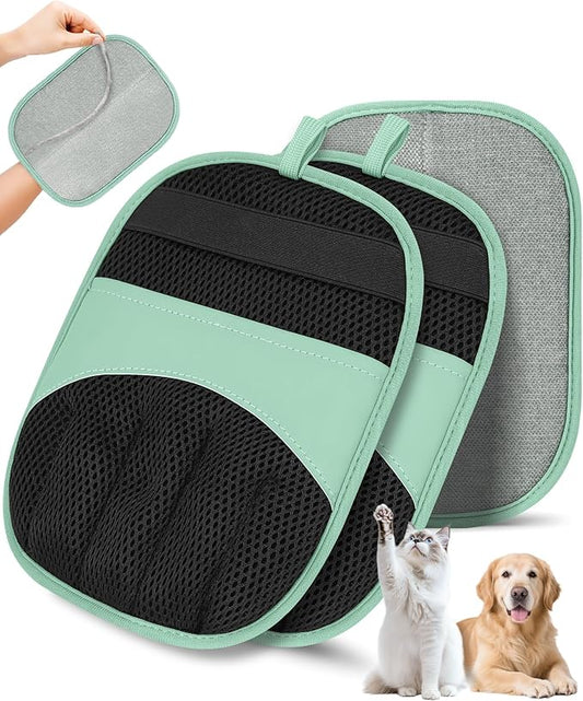 Magic Brush Glove Pet Hair - 2 Pack Electrostatic Grooming Removal Gloves for Dogs and Cats, The Magic Brush Pure Path Yomi Pet Grooming Needs, Fur Remover for Furniture, Clothes (2 Pcs Green)