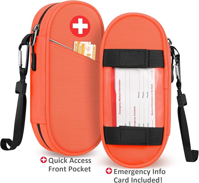 SITHON EpiPen Medical Carrying Case Insulated Medication Organizer Bag | Emergency Medical Travel Pouch Holds 2 EpiPens, Asthma Inhaler, Anti-Histamine, Auvi-Q, Allergy Medicine Essentials
