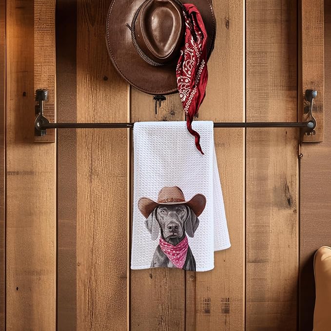 Cabana Bro Weimaraner Gifts Kitchen Towels, Weimaraner Gifts for Women Decorative Hand Towels for Bathroom, Funny Vintage Western Weima Dog Dish Tea Towels for Kitchen, 16x24 Inch