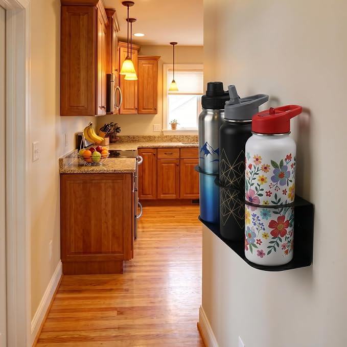 Spray Bottle Holder Wall Mount, 3-Slot Heavy Duty Steel Organizer for Cleaning Supplies and Spray Cans, Garage Storage and Home Organization, Easy Install