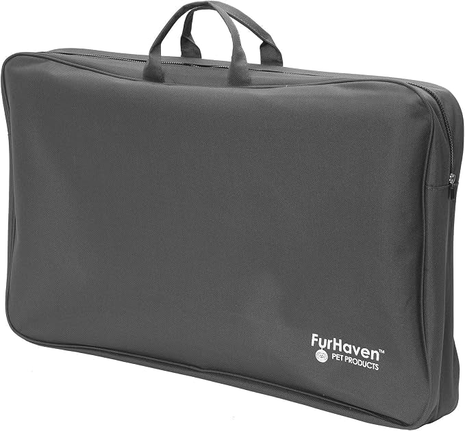 Furhaven Deluxe Multi-Panel Hard Bottom Platform Bridge Backseat Protector w/ Travel Bag - Gray, One Size