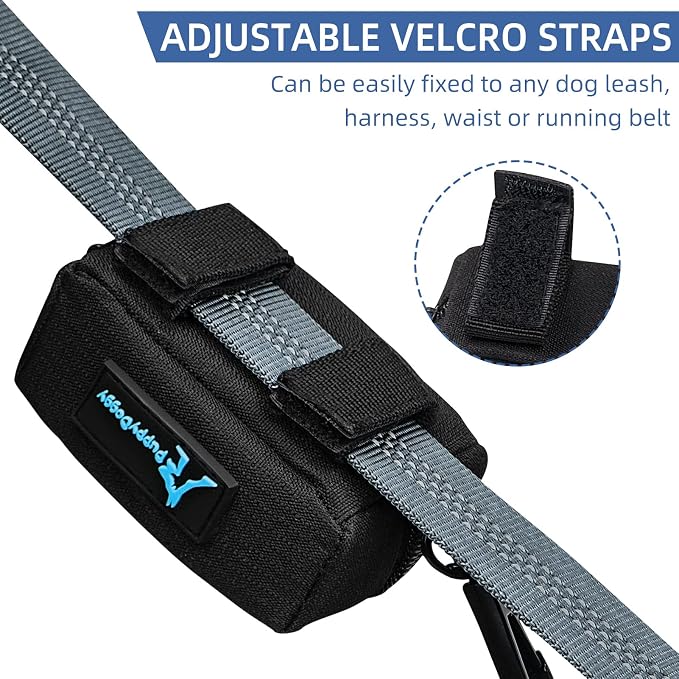 2 Pack Poop Bag Holder for Dogs and Cats Black Waste Bag Dispenser Poop Bag Pouch Dispenser with 2 Roll of Free Poop Bags for Leash Accessory Bicycle (Black, 2 Pack)