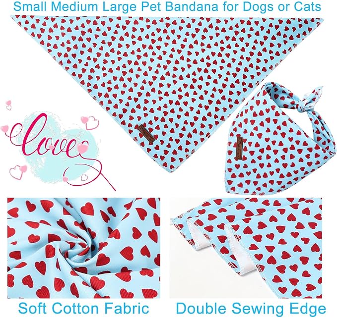 Valentine's Dog Bandana, UP URARA PUP Soft Cotton Adjustable Pet Scarf for Small, Medium, and Large Dogs, Cute and Comfortable Dog Accessory,S