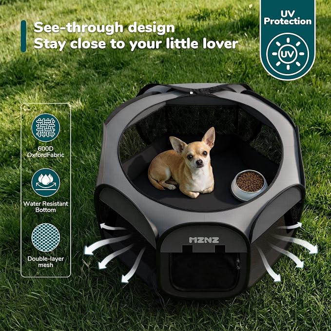 Dog Cat Small Animal Puppy Playpen Crate, Small, Dark Grey | Portable Pop Up Pet Cage Enclosure Tent Kennel Indoor Outdoor with Carrying Case, No Assembly, Camping Use