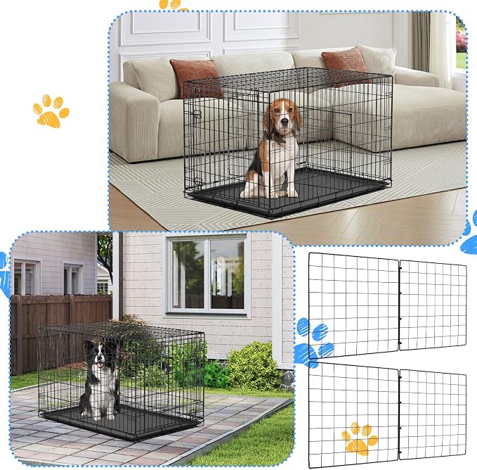 4PCS Dog Crate Divider Panel with Ties 13.7 x 13.7 Inch Adjustable Metal Pet Kennel Divider Adjustable Width up to 27''(Dog Crate NOT Included)