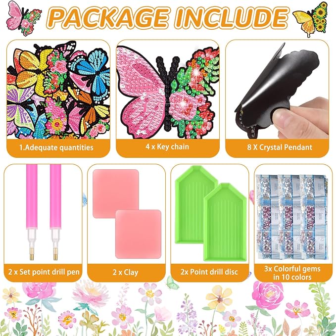 Umigy 20 Pcs Butterfly Diamond Painting Magnets Butterfly Diamond Art Stickers Refrigerator Painting Kits for Christmas Fridge Stickers(Butterfly)