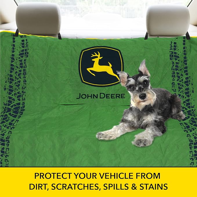 JOHN DEERE PET CAR SEAT COVER for DOGS & CATS. Licensed SEAT PROTECTOR for Construction, Tractors, John Deere Fans! Drive your PET in-style with the Pets First CARSEAT VEHICLE PROTECTOR