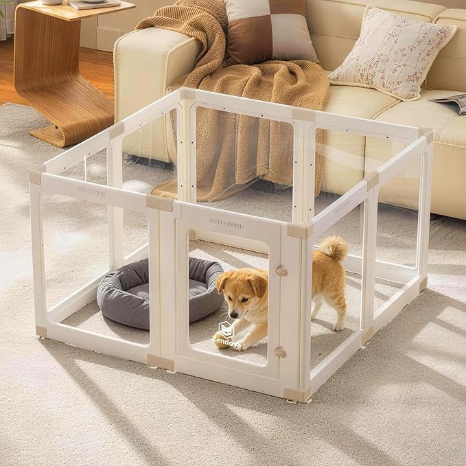 Khaki Buckles Only for Zendova Acrylic Dog Playpen Indoor | DIY Kit Expansion, Easy Assemble, Durable Replacement Parts for This Set Only, 4 Buckles & 4 Connectors & 4 T-Buckles