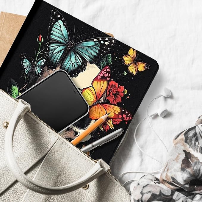 for Microsoft Surface Pro 11/10/9-13" 2024/2022 Tablet Case,Auto Wake/Sleep,Adjustable Stand Protective Cover - Skull Butterfly