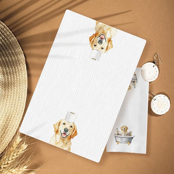 Funny Labrador Bathroom Decor Hand Towels Set of 3,Labrador Mom Gifts, Gifts for Labrador Lovers, Kids Dog Bathroom Decor, 16x24 Inch