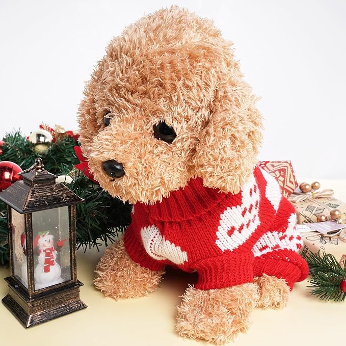 Tongcloud Dog Knitted Sweater Heart Puppy Sweater Christmas Valentine's Day Dog Sweaters Holiday Clothes or Dog Cat Pet Costume